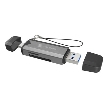 NATEC NCZ-2262 NCZ-2262, MicroSD (TransFlash), MicroSDHC, MicroSDXC, SDHC, SDXC, Negro, Gris Oscuro, 5000 Mbit/s, USB 3.1, 20