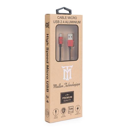 Maillon Technologique MTPMUR241 Premium MTPMUR241, 1 m, USB A, Micro-USB B, USB 2.0, Rojo