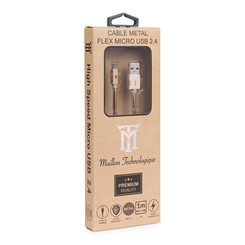 Maillon Technologique MTPMUMG241 Premium MTPMUMG241, 1 m, USB A, Micro-USB B, USB 2.0, Oro