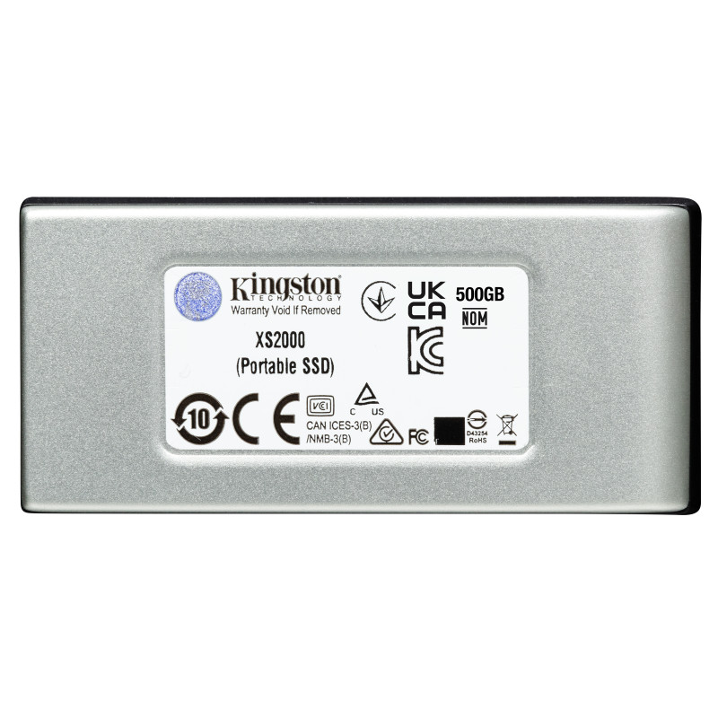 Kingston Technology SXS2000/2000G 2000G SSD portátil XS2000, 2 TB, USB Tipo C, 3.2 Gen 2 (3.1 Gen 2), 2000 MB/s, Negro, Plata