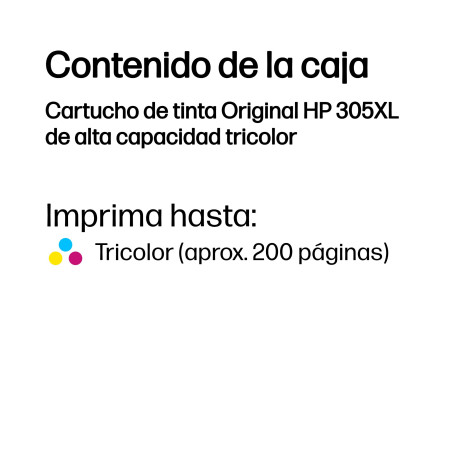 HP 3YM63AE Cartucho de tinta Original 305XL de alta capacidad tricolor, Alto rendimiento (XL), Cian, Magenta, Amarillo, Tinta a