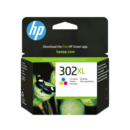 HP F6U67AE Cartucho de tinta original 302XL de alta capacidad tricolor, Alto, Cian, Magenta, Amarillo, Tinta a base de
