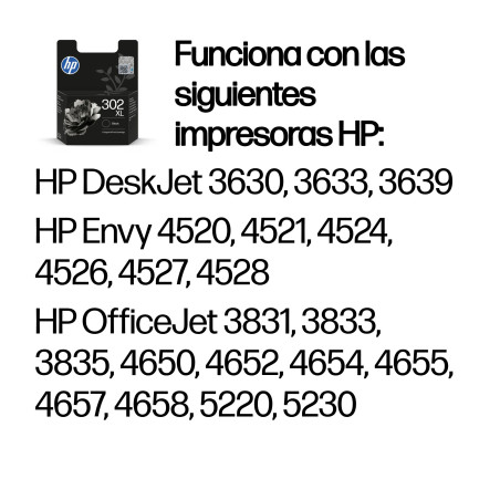 HP F6U68AE Cartucho de tinta original 302XL de alta capacidad negro, Alto, Negro, Tinta a base de pigmentos, 1 pieza(s), 430