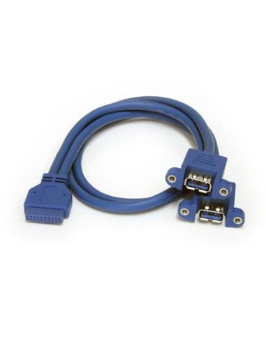 StarTech.com Cable Extensor 50cm 2 Puertos USB 3.0 para Montaje en Panel conexión a Placa Base - Hembra USB A