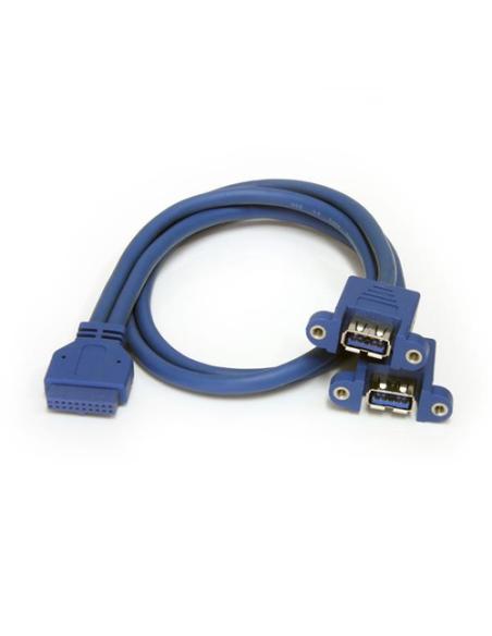 StarTech.com Cable Extensor 50cm 2 Puertos USB 3.0 para Montaje en Panel conexión a Placa Base - Hembra USB A