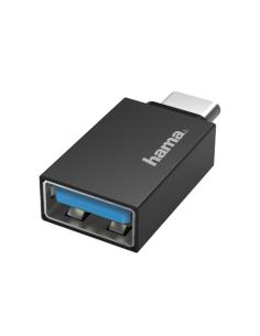 Hama | Adaptador USB C a USB A para PC, tablet, o smartphone, rápida transferencia de datos, color negro.