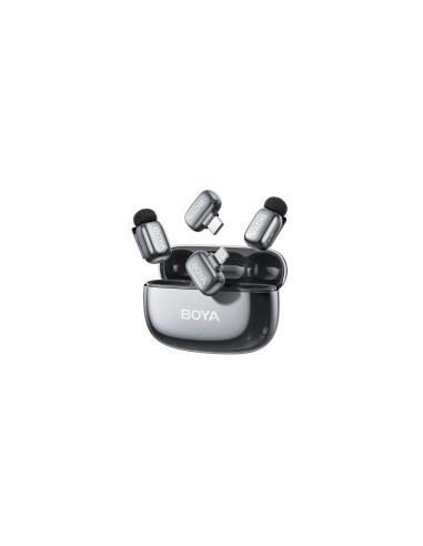 BOYA Mini 2 Microfono Inalambrico (2 TX+2 RX) Lightning y USB-C para iPhone, Android, Ultraligero, Cancelación de Ruido, 30h Mic