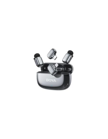 BOYA Mini 2 Microfono Inalambrico (2 TX+2 RX) Lightning y USB-C para iPhone, Android, Ultraligero, Cancelación de Ruido, 30h Mic