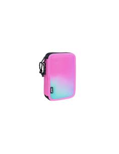 Milan Sunset Plumier de 2 Pisos con 2 Gomas de Borrar, Sacapuntas, Lapiz, Boligrafo Compact, Regla, 12 Lapices de Colores y 18 R