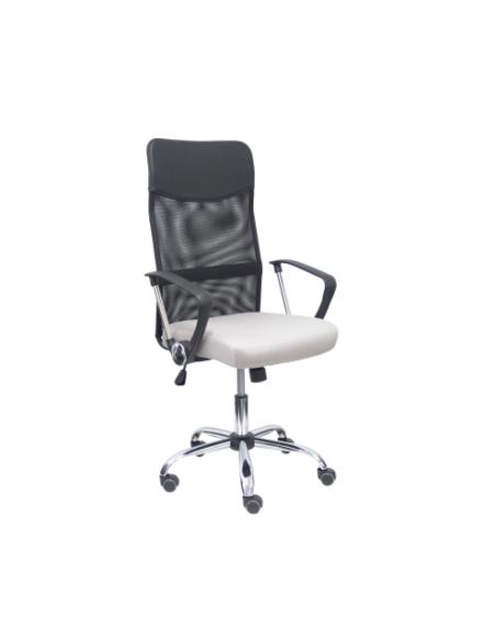 SILLA DIRECCION PIQUERAS Y CRESPO GONTAR / RESPALDO MALLA NEGRA / ASIENTO GRIS CLARO / MECANISMO BASCULANTE / BRAZOS FIJOS / 31B