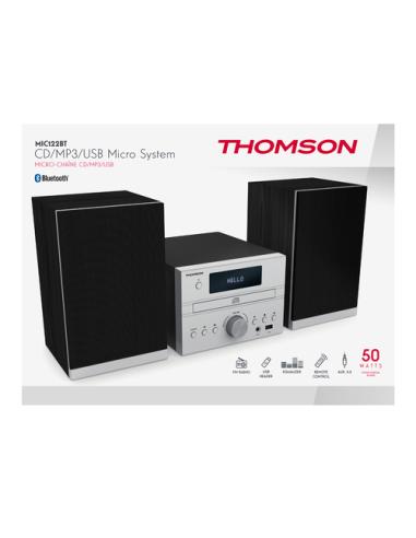 Thomson MIC122BT sistema de audio para el hogar Microcadena de música para uso doméstico 50 W Negro, Plata