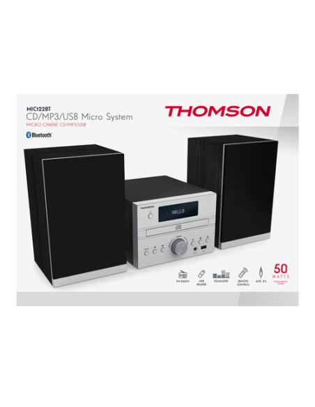 Thomson MIC122BT sistema de audio para el hogar Microcadena de música para uso doméstico 50 W Negro, Plata
