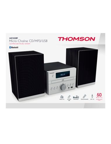 Thomson MIC122BT sistema de audio para el hogar Microcadena de música para uso doméstico 50 W Negro, Plata