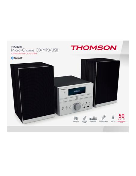 Thomson MIC122BT sistema de audio para el hogar Microcadena de música para uso doméstico 50 W Negro, Plata
