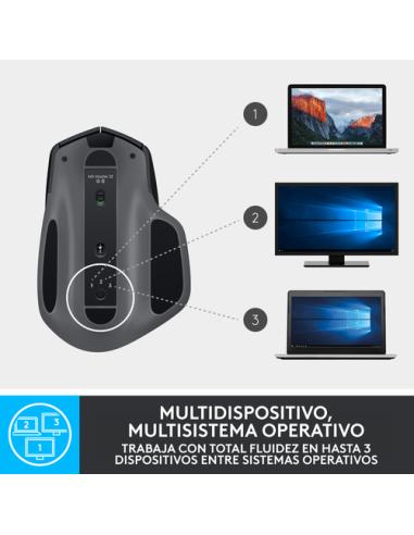 Logitech MX Master 2S Wireless Mouse ratón Oficina mano derecha RF Wireless + Bluetooth Laser 4000 DPI