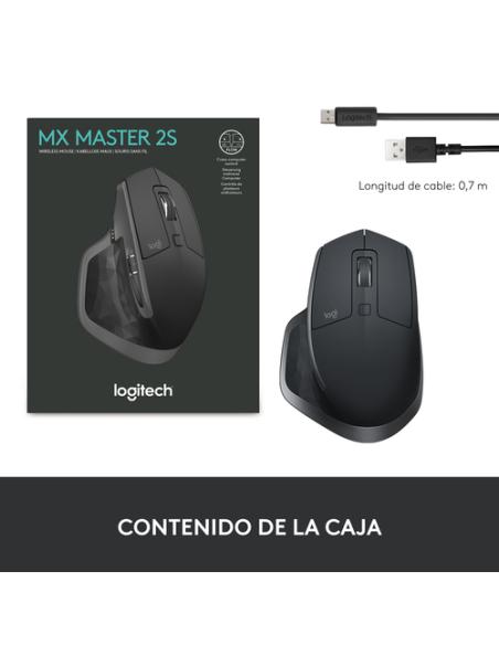 Logitech MX Master 2S Wireless Mouse ratón Oficina mano derecha RF Wireless + Bluetooth Laser 4000 DPI