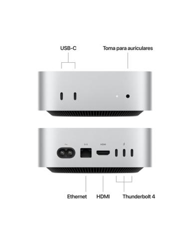 Apple Mac mini Apple M M4 16 GB 512 GB SSD macOS Sequoia Mini PC Plata