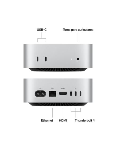 Apple Mac mini Apple M M4 16 GB 512 GB SSD macOS Sequoia Mini PC Plata