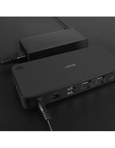 Lindy 43366 base para portátil y replicador de puertos Acoplamiento USB 3.2 Gen 2 (3.1 Gen 2) Type-C Negro