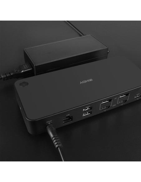 Lindy 43366 base para portátil y replicador de puertos Acoplamiento USB 3.2 Gen 2 (3.1 Gen 2) Type-C Negro