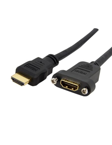 StarTech.com Cable Adaptador de 0,9m HDMI Hembra a Macho, Cable HDMI de Alta Velocidad 4K de Montaje en Panel, HDMI UHD 4K 30Hz,