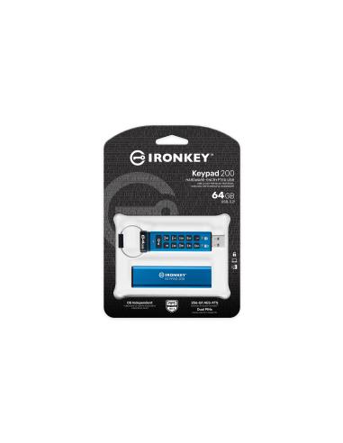 Kingston Technology IronKey Keypad 200 de 64 GB, FIPS 140-3 nivel 3 cifrado AES-256