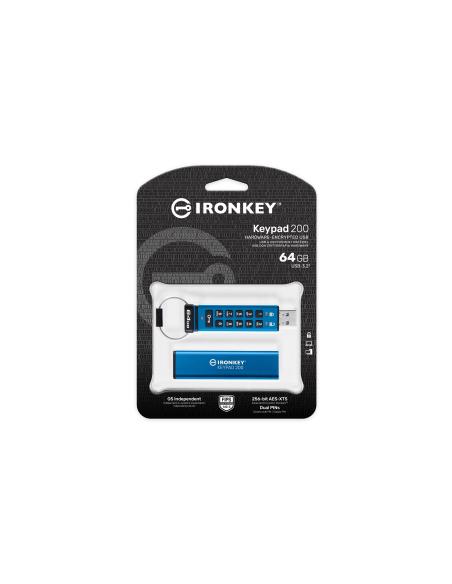 Kingston Technology IronKey Keypad 200 de 64 GB, FIPS 140-3 nivel 3 cifrado AES-256