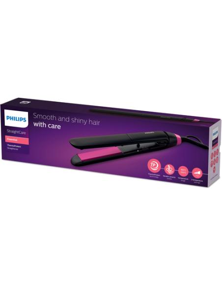 Philips StraightCare Essential BHS375/00 Utensilio de peinado Cepillo alisador Caliente Negro, Rosa 1,8 m