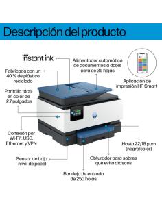 HP OfficeJet Pro 9125e Inalámbrico All-in-One Color Impresora, Servicio Instant Ink; Impresión a doble cara