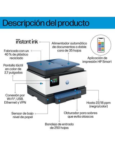 HP OfficeJet Pro 9125e Inalámbrico All-in-One Color Impresora, Servicio Instant Ink; Impresión a doble cara