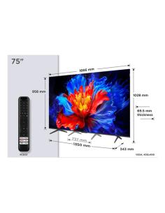 TCL P8K 75P8K Televisor 190,5 cm (75") 4K Ultra HD Smart TV Wifi Metálico 350 cd / m²