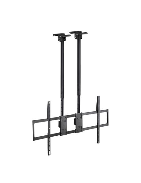 TooQ Soporte de Techo Extensible con doble mástil para Pantallas 60”-120", Negro