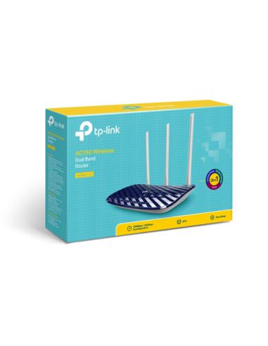 TP-Link AC750 router inalámbrico Ethernet rápido Doble banda (2,4 GHz / 5 GHz) Negro, Blanco
