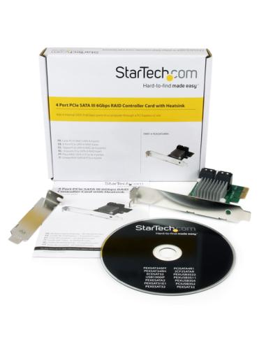 StarTech.com Tarjeta Controladora PCI Express 2.0 de 4 Puertos SATA III de 6Gbps RAID con Enlace HyperDuo para SSD - Adaptador P