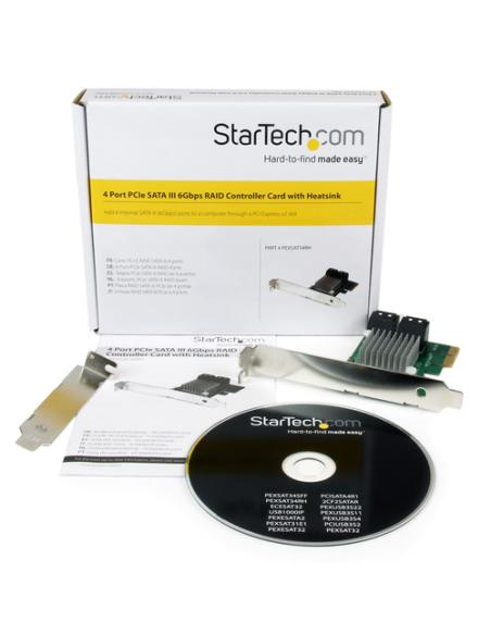 StarTech.com Tarjeta Controladora PCI Express 2.0 de 4 Puertos SATA III de 6Gbps RAID con Enlace HyperDuo para SSD - Adaptador P