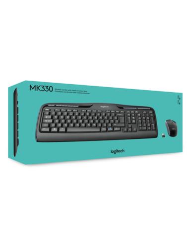 Logitech Wireless Combo MK330 teclado Ratón incluido Oficina USB QWERTY Internacional de EE.UU. Negro