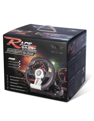 Spirit of Gamer Race Wheel Pro Negro, Plata USB Volante + Pedales Analógico/Digital PC, Playstation 2, Playstation 3