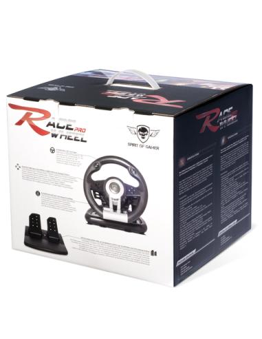 Spirit of Gamer Race Wheel Pro Negro, Plata USB Volante + Pedales Analógico/Digital PC, Playstation 2, Playstation 3