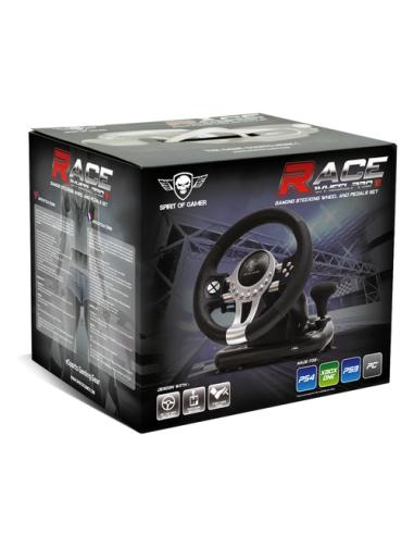 Spirit of Gamer Race Wheel Pro 2 Negro, Plata USB Volante + Pedales Digital PC, PlayStation 4, Playstation 3, Xbox One