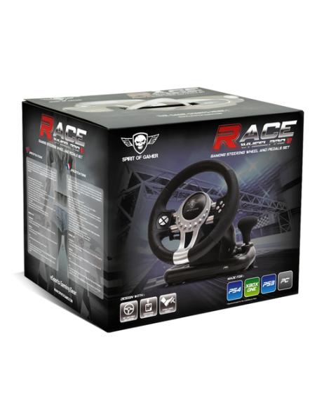Spirit of Gamer Race Wheel Pro 2 Negro, Plata USB Volante + Pedales Digital PC, PlayStation 4, Playstation 3, Xbox One