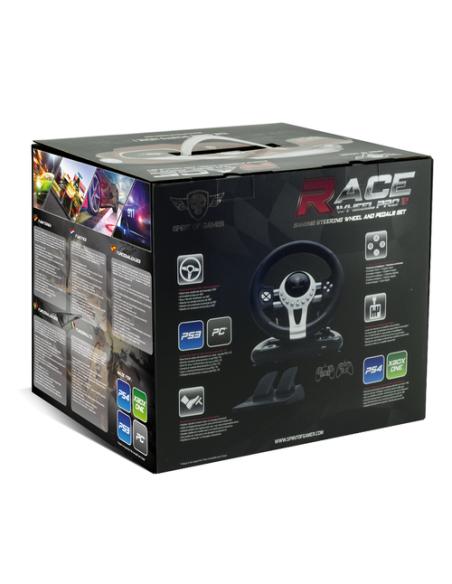 Spirit of Gamer Race Wheel Pro 2 Negro, Plata USB Volante + Pedales Digital PC, PlayStation 4, Playstation 3, Xbox One