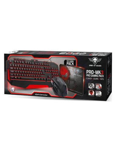 Spirit of Gamer Pro MK3 teclado Ratón incluido Juego USB AZERTY Negro
