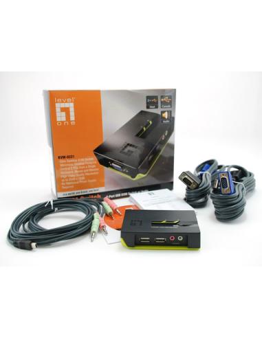 LevelOne Switch KVM de 2 puertos USB con audio