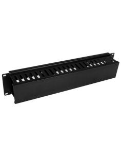 StarTech.com Panel Canaleta Horizontal de 2U con Cubierta para Gestión de Cableado en Racks y Perforaciones Laterales 2
