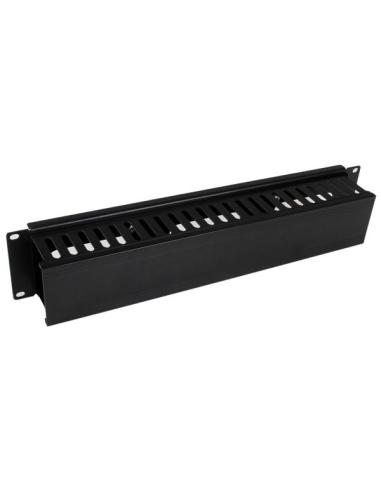 StarTech.com Panel Canaleta Horizontal de 2U con Cubierta para Gestión de Cableado en Racks y Perforaciones Laterales