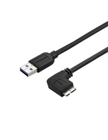 StarTech.com Cable delgado de 0,5m Micro USB 3.0 acodado a la derecha a USB A
