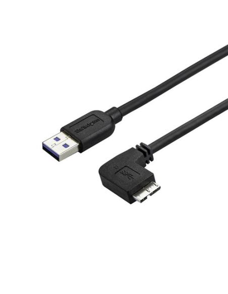 StarTech.com Cable delgado de 0,5m Micro USB 3.0 acodado a la derecha a USB A