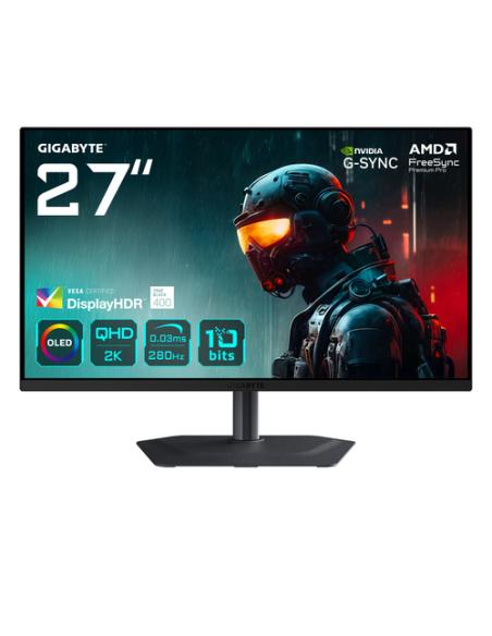 GIGABYTE MO27Q2A Monitor gaming OLED 2K QHD de 27" - 2560 x 1440, 280Hz, 0,03ms, 250 cd/m², FreeSync Premium Pro, DisplayHDR Tru