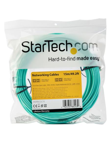 StarTech.com Cable de 1m de Fibra Óptica Multimodo LC/UPC a LC/UPC OM4 - 50/125µm - Fibra LOMMF/VCSEL - Redes de 100G - Cable LS