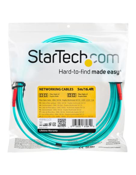 StarTech.com Cable de 5m de Fibra Óptica Multimodo LC/UPC a LC/UPC OM4 - 50/125µm - Fibra LOMMF/VCSEL - Redes de 100G - Cable LS
